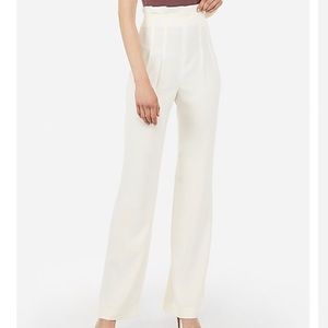 High waisted ruffle white wide leg pant